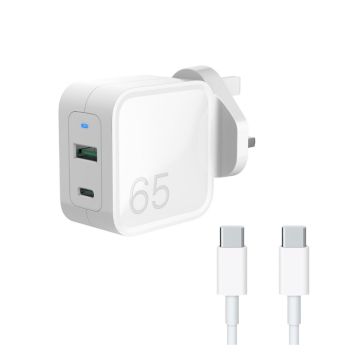 New AJP Adapter 65W USB Type-C QC 3.0 PD Fast Charging Dual Port Type Wall Charger Adapter White Usb C Type C Adapters