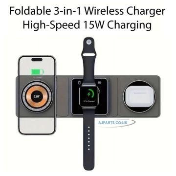 3 in 1 Wireless Charging Station Magnetic, Foldable and Portable Charger