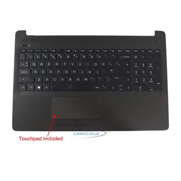 New Replacement For HP 15-DA 15-DB Black Palmrest Touchpad Cover UK Keyboard Glossy 15 Db0521sa