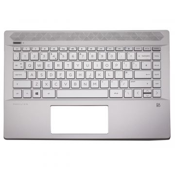 New Replacement For HP Pavilion 14-CE Silver Palmrest Cover UK QWERTY Keyboard L19190-031 Without Fingerprint Reader Pavilion 14 Ce2500sa