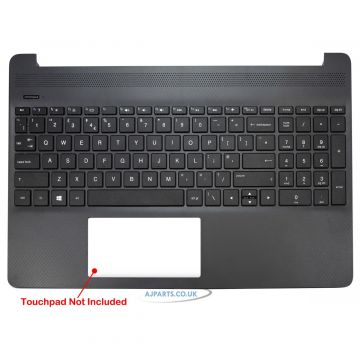 New Replacement For HP 15S-FQ 15S-EQ Series Laptop Palmrest With UK Keyboard Black-L63576-031 Without Fingerprint