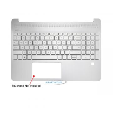 Replacement For HP 15S-FQ 15S-EQ Palmrest Cover Backlit Keyboard UK Silver L63579-031 With Fingerprint