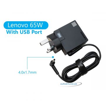 New Genuine For Lenovo 65W 20V 3.25A Laptop Wall Plug 4.0MM X 1.7MM Power Adapter With USB Port Ideapad S145 14igm Type 81mw
